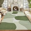 Tappeto Moderno Astratto Antiscivolo Verde Salvia Linea Ondulata Sasso Tappetino Lavabile, Tappeto Decorativo Artistico per Soggiorno