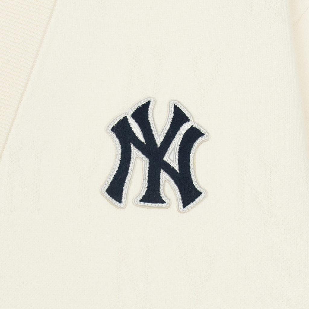MLB New York Yankees Sports Lifestyle Series Single-Breasted V-Neck Long Sleeve Knit Sweater Unisex sweater Cream 3AKCM0251-50CRS