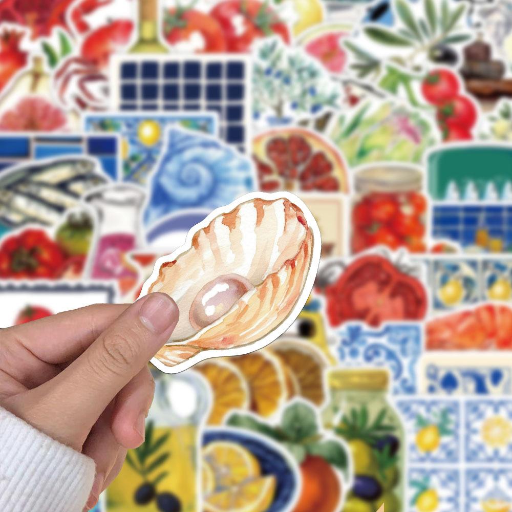 10/30/50pcs Mediterranean Tomato Aesthetic Stickers Vitnage Cartoon Art Decals DIY Fridge Water Bottle Phone Sticker Decoration