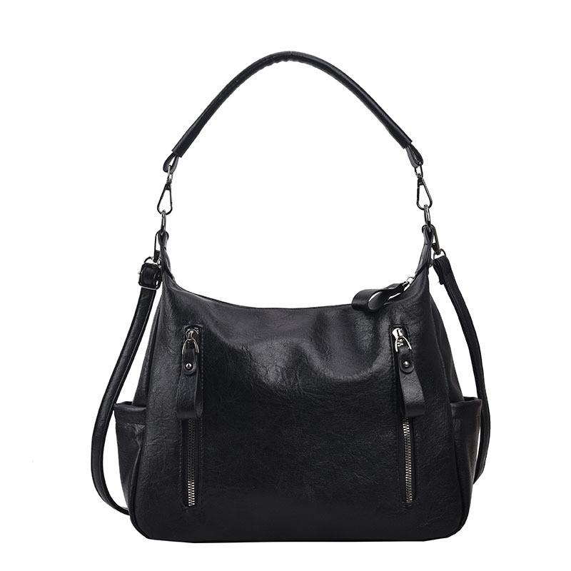 Stylish Pu Leather Tote Bag Women s 2024 New Urban Minimalist Handbag Black