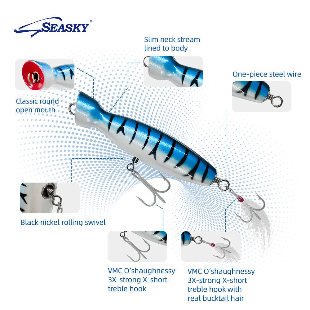 Seasky 5.5" Wooden Popper Fishing Lure for Tuna & Sea Bass