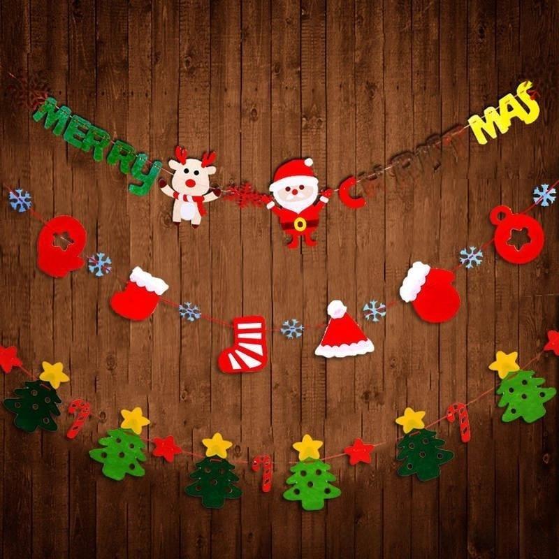 Merry Christmas Banner Holiday Bunting Garlands Elk Festive Party Decoration for Holiday Xmas New Year Party Home Supplies