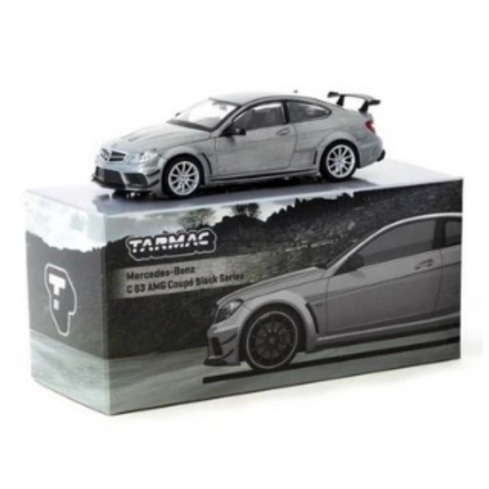 Tarmac Works 1/64 Mercedes-Benz C63 AMG Coupe Black Series Silver Metallic - GLOBAL64 Diecast Model