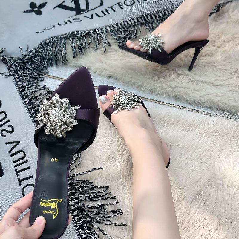 - Summer New Rhinestone Stunning High-heeled Sandals High-end Feeling Not Tired Feet Pointed High Heels