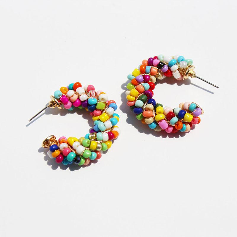 Nuovi Orecchini a Cerchio con Perline Multicolore Bohemien per Donna Orecchini Colorati a Forma di C con Perline Gioielli Regali per Matrimonio Festa Estiva