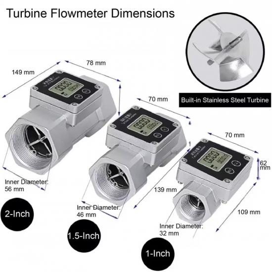 1inch/1.5inch/2inch Electronic Liquid Flow Meter High Precision Stainless Steel Turbine Flowmeter for Water Diesel Petrol Fuel