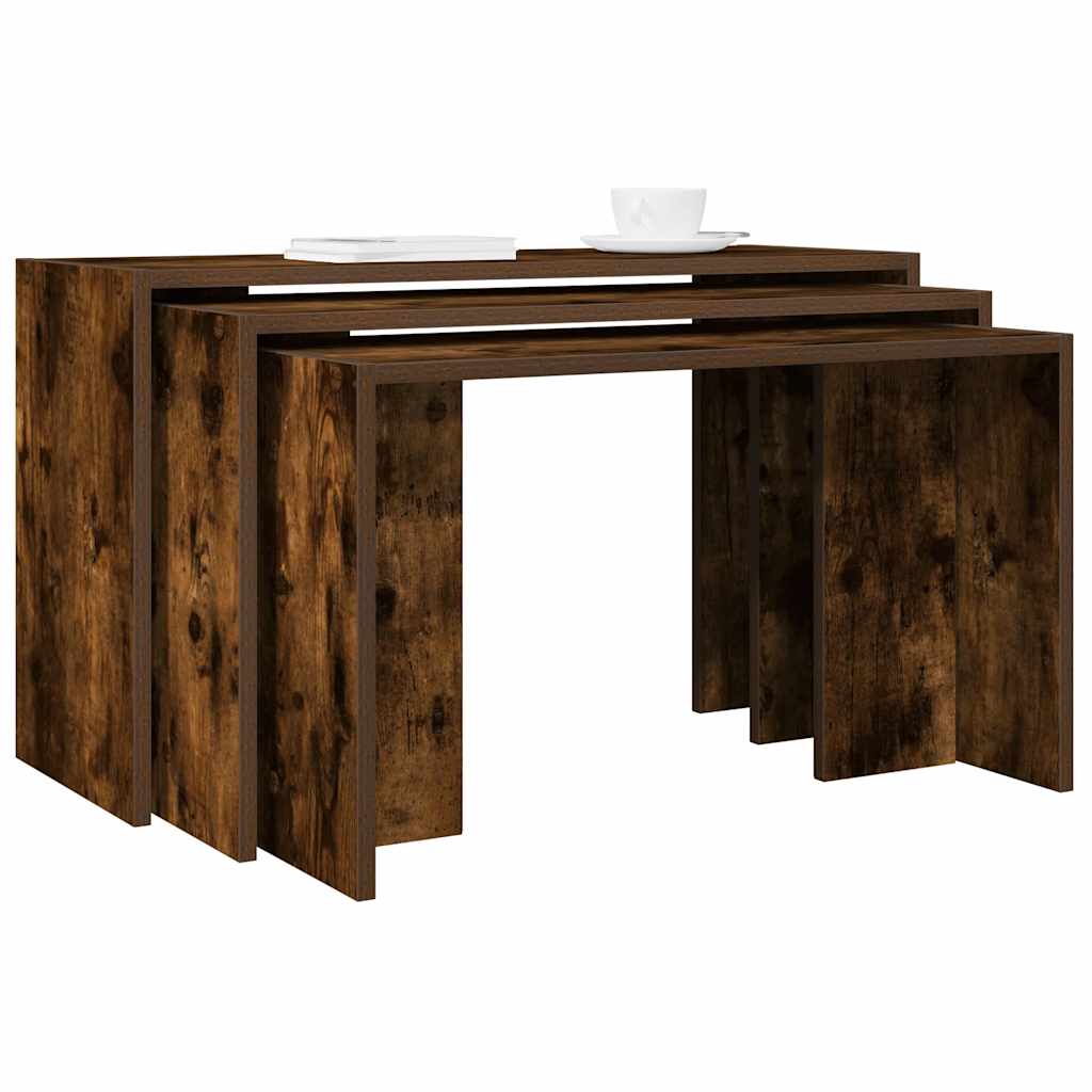 Nesting Tables 3 Pcs Smoked Oak Engineered Wood