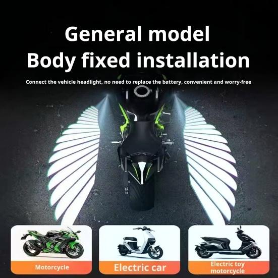 1 Paar LED Motorrad Projektorlichter Universal Angel Wing Logo Schattenlicht Wasserdicht Motorrad Flutlicht für Moto Liebhaber Geschenk