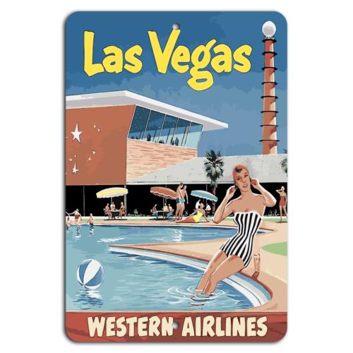 Retro Las Vegas Fly Western Airlines for a Glamorous EscapeAluminumtin sign 20x30cm(7.8x11.8inch)
