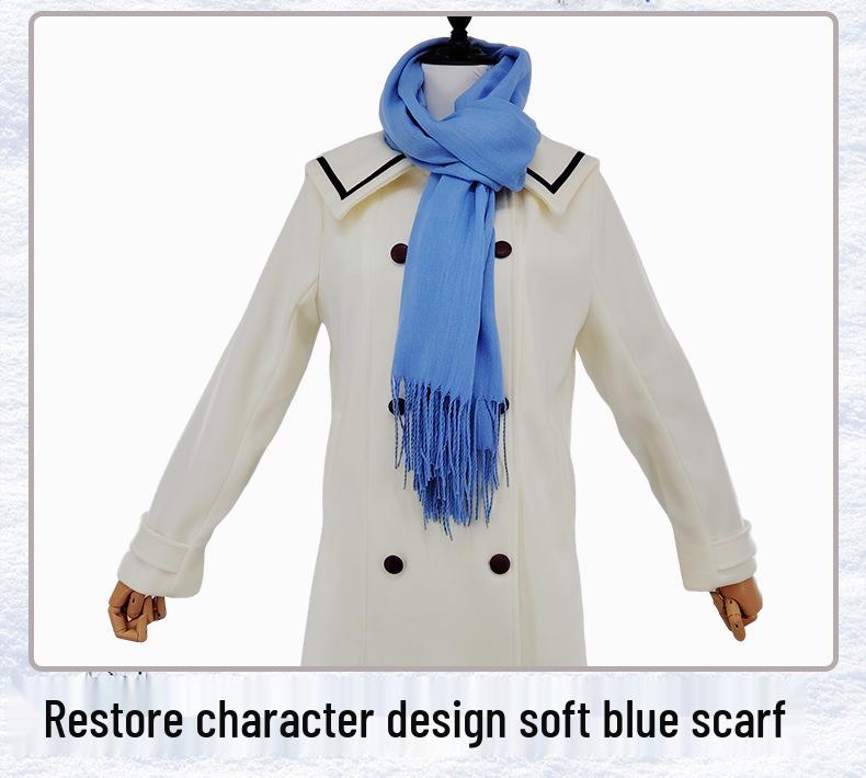 Frieren Cosplay Costume: Women's Winter Woolen Coat Set from Beyond Journey's End Anime.