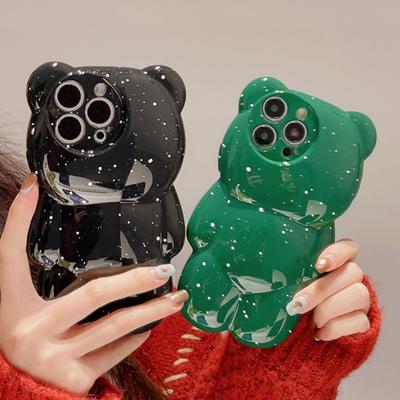 Cartoon Cute 3d Bear Phone Case For Iphone 14pro Max 12 11 13 Pro Max 11 14 Plus Shockproof Silicone Lens Protection Back Cover