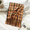 Soft waxy and thick plaid imitation cashmere scarf for women, warm fringed shawl in winter, couple scarf tide