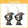 Earrings Halloween Themed Featuring Each Cat Demon Pumpkin And Pattern Skull