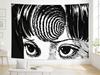 2026 Creative Art Mosquito Coil Brainstorming Girl Black&White Line Style Tapestry Bohemian Style Dormitory Wall Hanging Decor
