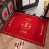 New Year'S Peace And Joy, Home Floor Mat, Porch Silk Circle Floor Mat, Door Dust Removal And Non-Slip Foot Pad, Dirt-Resistant Red Door Mat