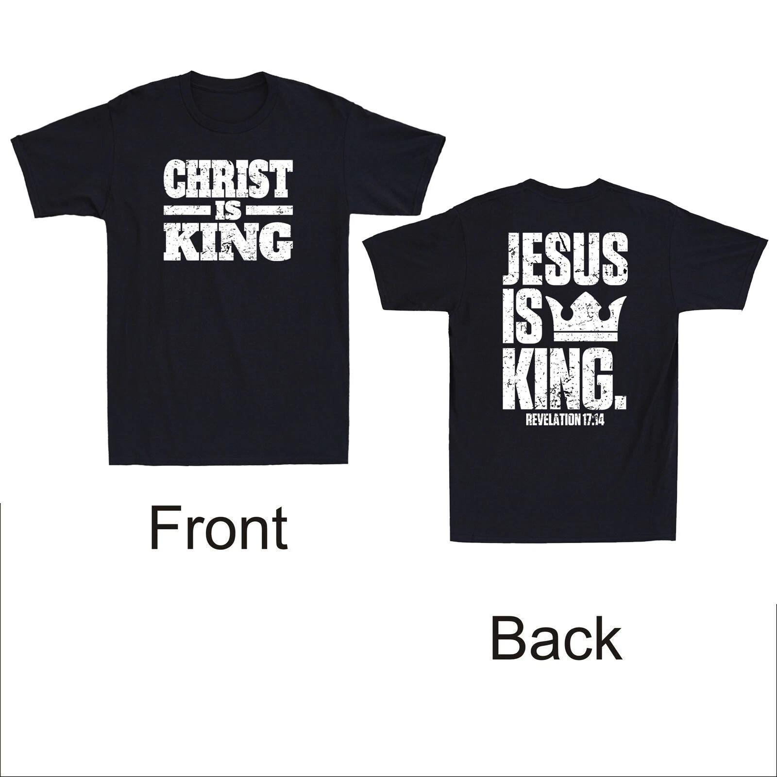Christ Is King Jesus Is King Christian Bible Faith Front&Back Retro Mens T-Shirt XXXL