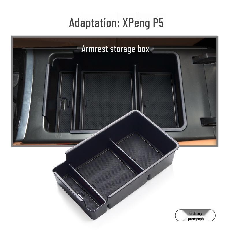 Xpeng P5 Armrest Box Organizer: Central Interior Flocking Storage Modification.