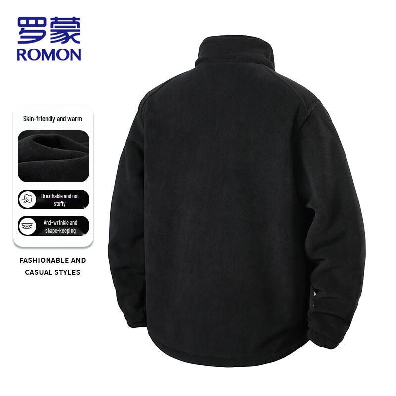 ROMON Men's Thickened Stand Collar Fleece Jacket