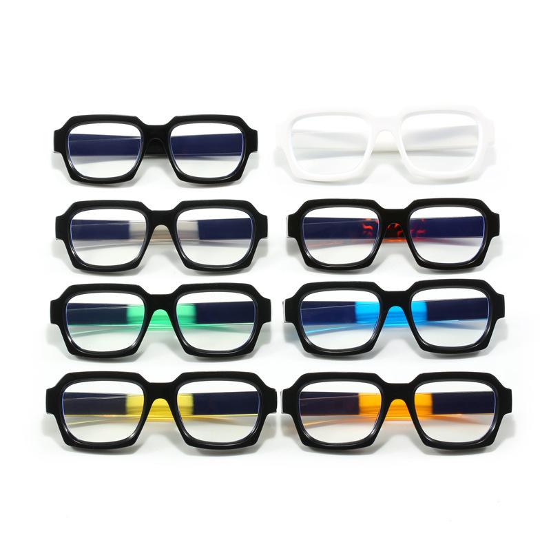 Lunettes pour Homme de Forme Carrée Style Hip Hop Couleur Contrastée Monture de Lunettes pour Femme Élégantes Bloquant la Lumière Bleue Lunettes pour Homme