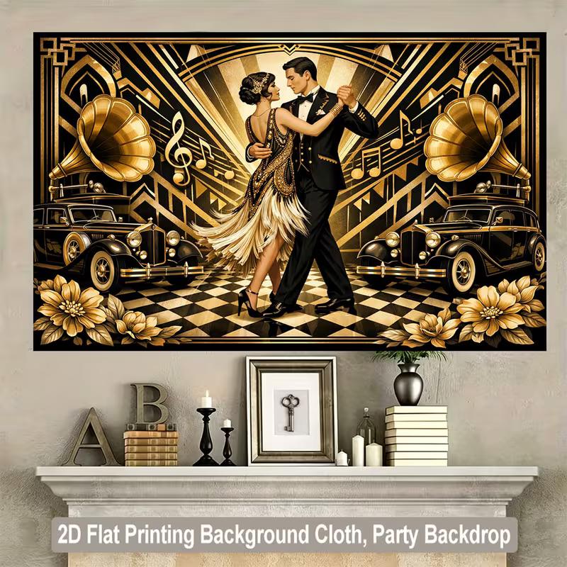 2D Great Gatsby Themed Backdrop for Roaring 20s Party, Speakeasy & Gatsby Events