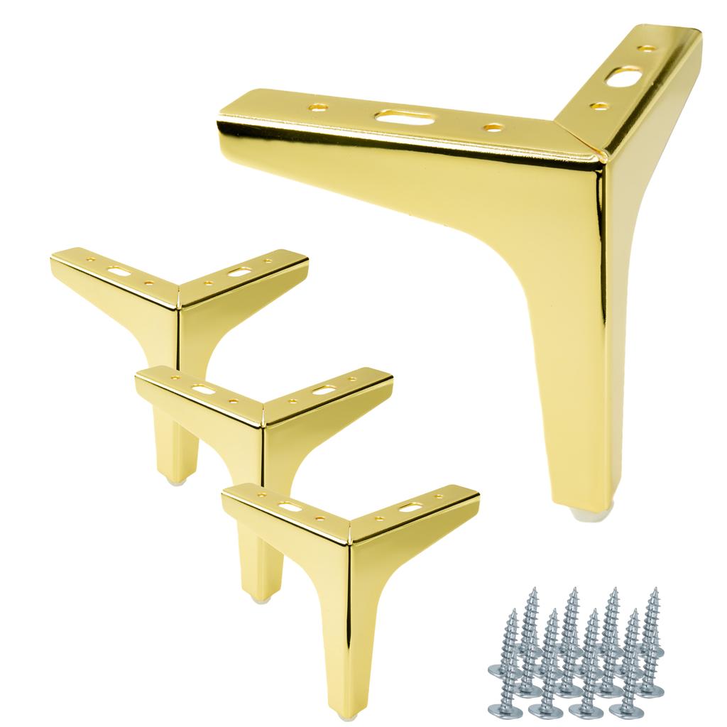 4 Pieces of Furniture Leg Anchor Gold Chrome Height 13 Cm Furniture Legs