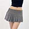 Vintage Y2k Striped Pleated Skirt Women Sexy Preppy Style Low Waist Button Slim A-line Micro Mini Skirt Streetwear