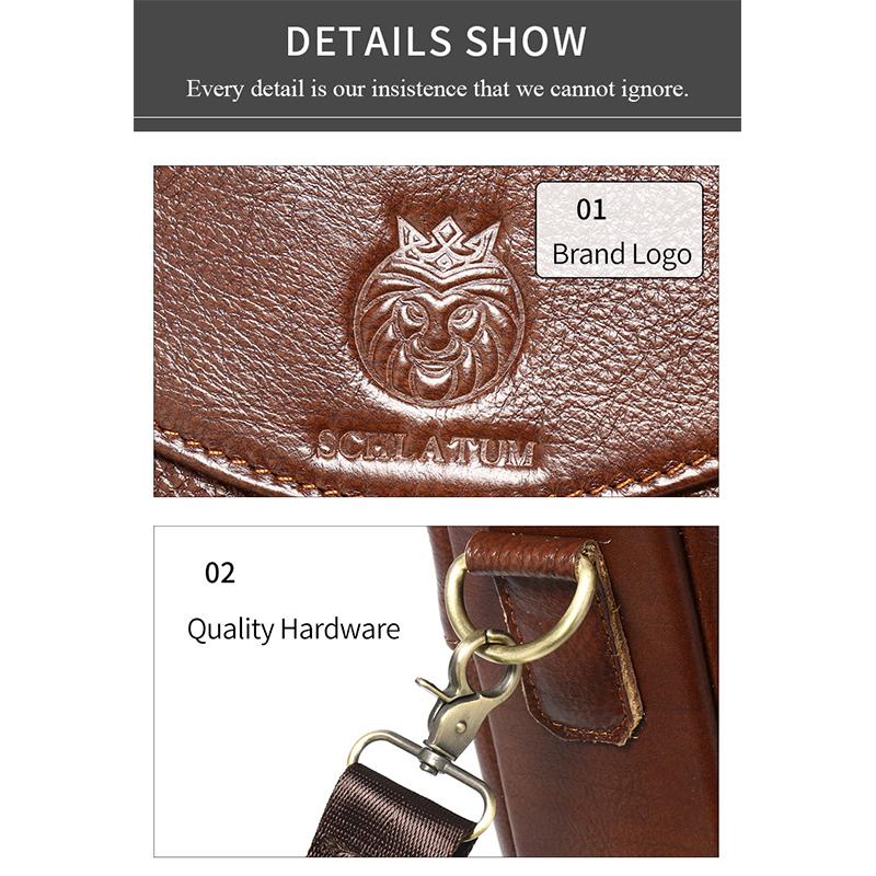 Echte Leder Aktentaschen Hart für Herren 15,6 Zoll Büro Business Computertasche Vintage Handtaschen Laptop Aktentaschen