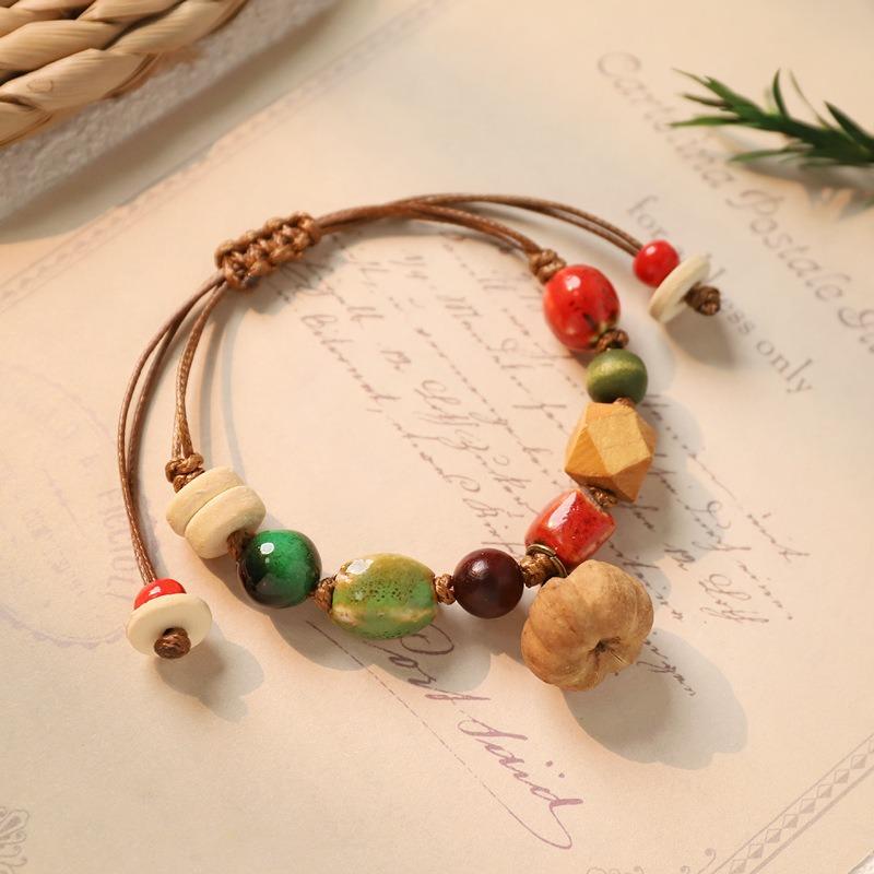 Retro Natural Plant Fruit Bracelet Hand Woven Acorn Hand Rope Women's Niche Literary Bracelet