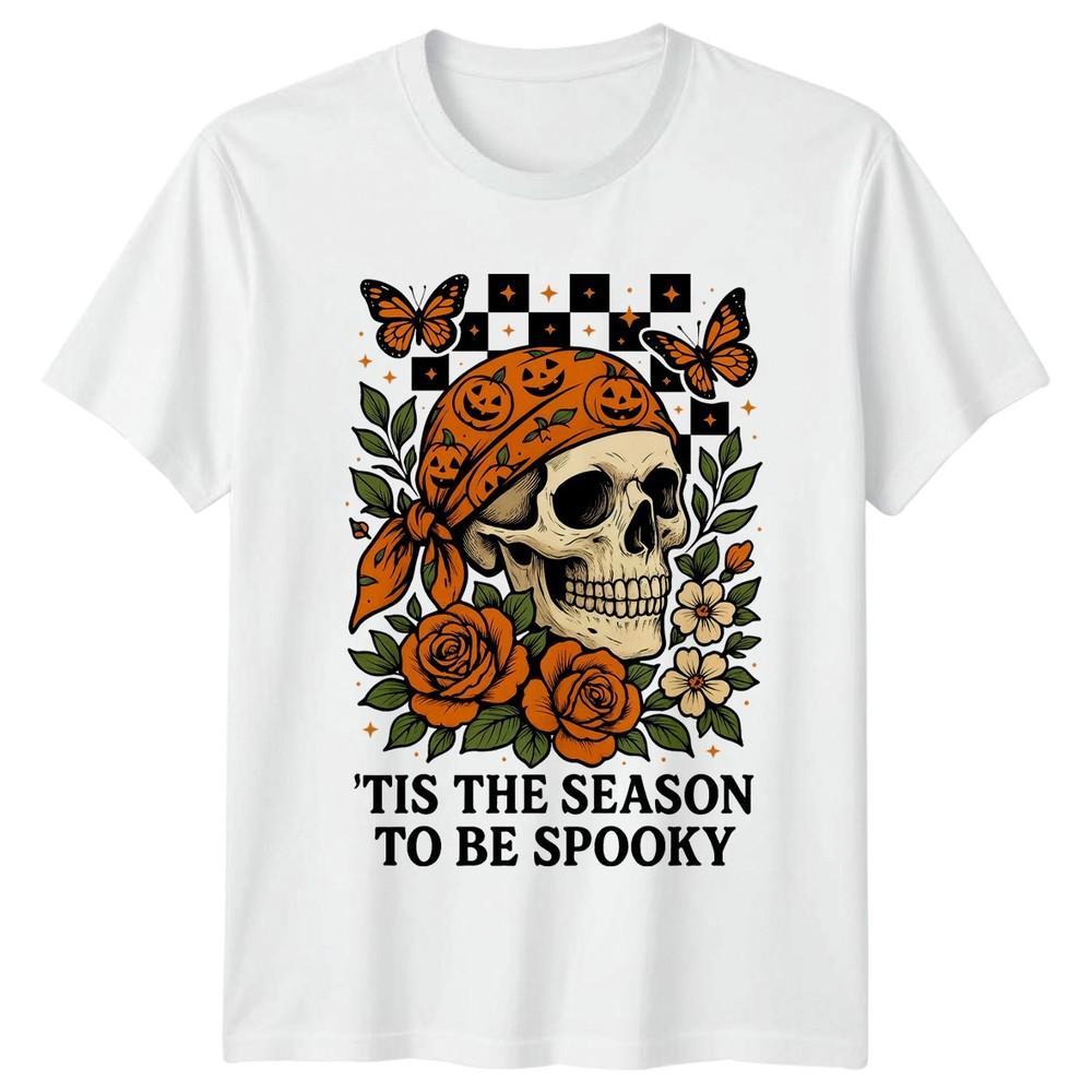 Tis The Season To Be Unisexs TShirt Floral Skull Halloween Gift For Her S