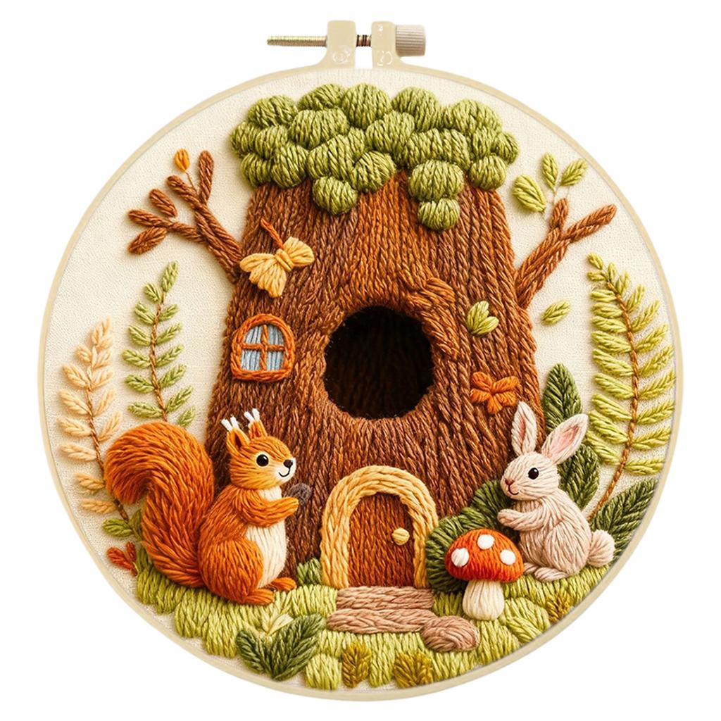 Autumn DIY Stitches Kit with Embroidery Hoop Hand Sewing Kit 29x29cm Starter Embroidery Kit for Beginners Craft Lovers Gift