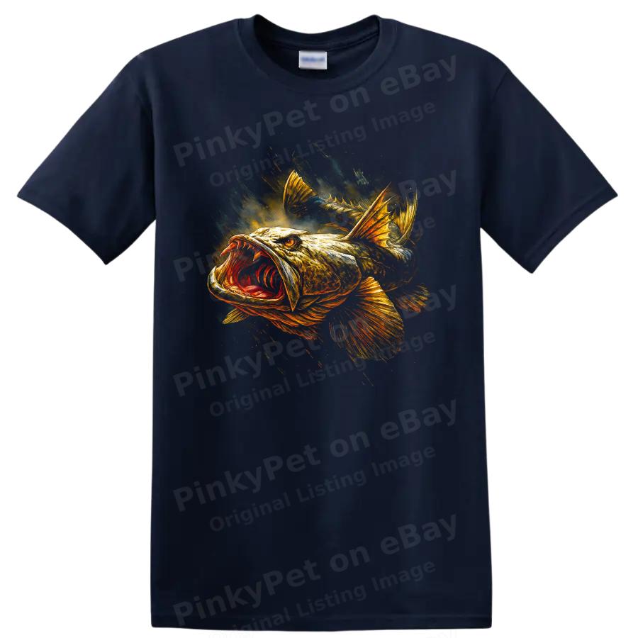 Fish Graphic T Shirt Cool Art Fishing Lover Tee Unique Design Fishing Gift