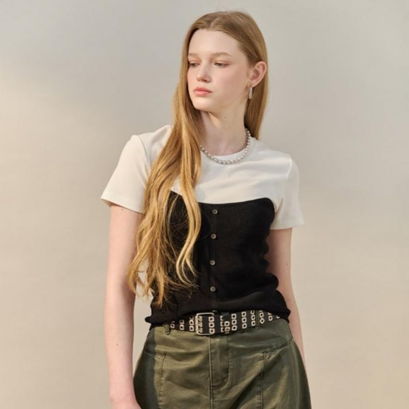 Maxza BusTier Layered Color Block ShorT Sleeve T shirT Zf05qk001na