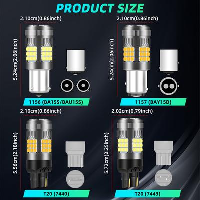 2 Stück 1156 T20 7440 LED-Lampen mit Lüfter 36SMD BA15S BAU15S Gelb Canbus LED für Blinker Auto Parkleuchten Rückleuchten 12V