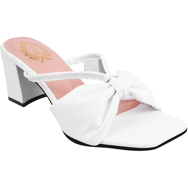 

Shoetopia Women & Girls Detailed Strap Stylish Fashion Sandal Block Heels /1296/White/Uk3 3 UK білий
