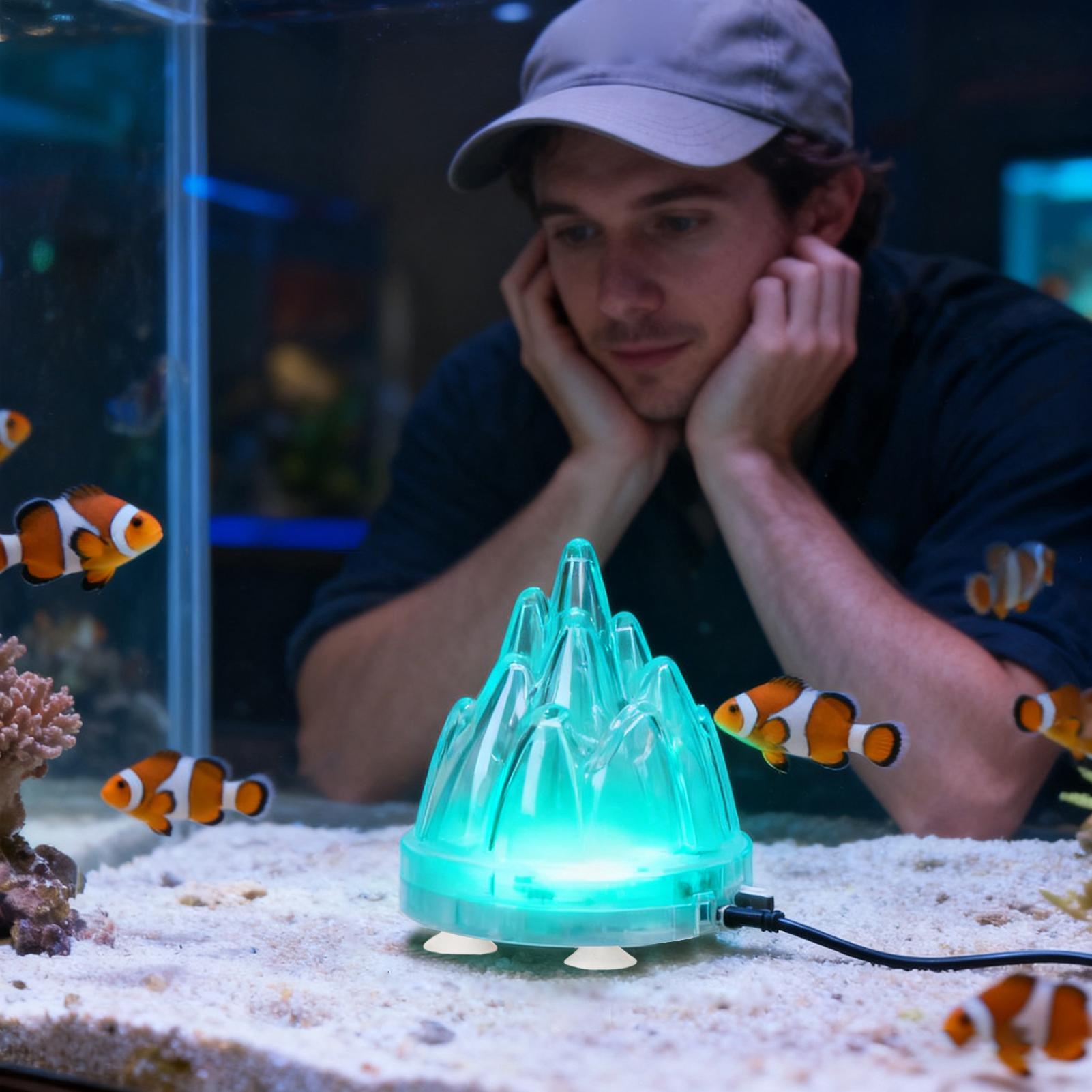 Аквариумное украшение-вулкан Скульптура С LED-подсветкой Аквариумный вулкан С распылителем воздуха Камень для пузырьков Для аквариума с морской пресной водой Черепашник China Mainland