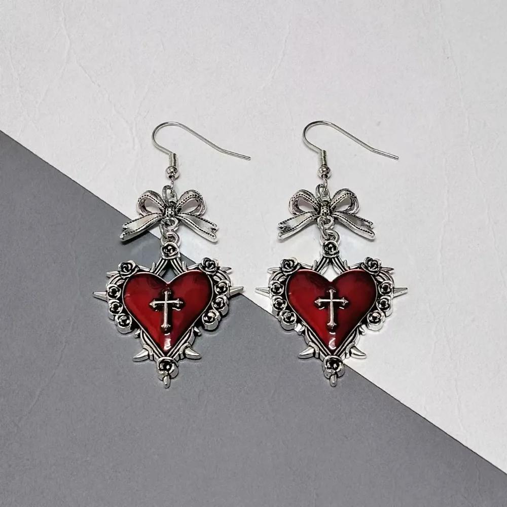 copper Color Edgy Punk Thorn Spiked Heart Dangle Earrings Heart Earrings for Women