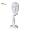 Stable Base Decoration Abstract Contemplative Face Resin Sculpture, Minimalist Hand-on-Chin Bust Statue for Desk Living Brushed Black Ornament