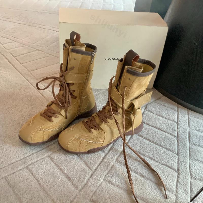 Fashion Women's Fashion Boots Autumn Winter New Vintage Cross Tied Short Boots Comfortable Outdoor Non Slip Height Increase Casual Shoes