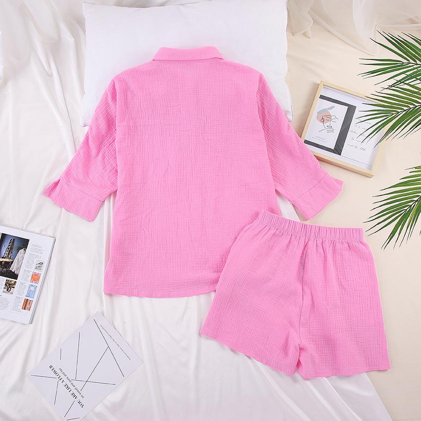2025 Women's Summer Casual Pure Cotton Shirt and Shorts Set