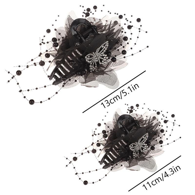 Haarspange mit Schmetterlings- und Blumenmuster, Haifisch-Haarspange für Damen, Haarschmuck mit Quasten und elegantem Blumenmuster.