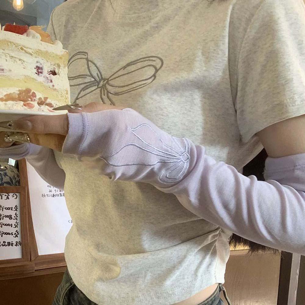 Süße Schleife Eisärmel Koreanischer Stil Arm Sonnenschutzhüllen Atmungsaktive Lange Armstulpen Autofahren