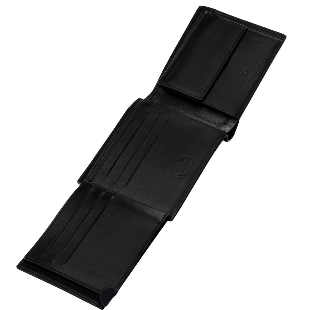 Men' Wings Wallet Made of Natural Cowhide Leather Black
