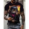 Summer Fashion Fun Cartoon Cat Pattern T-shirt