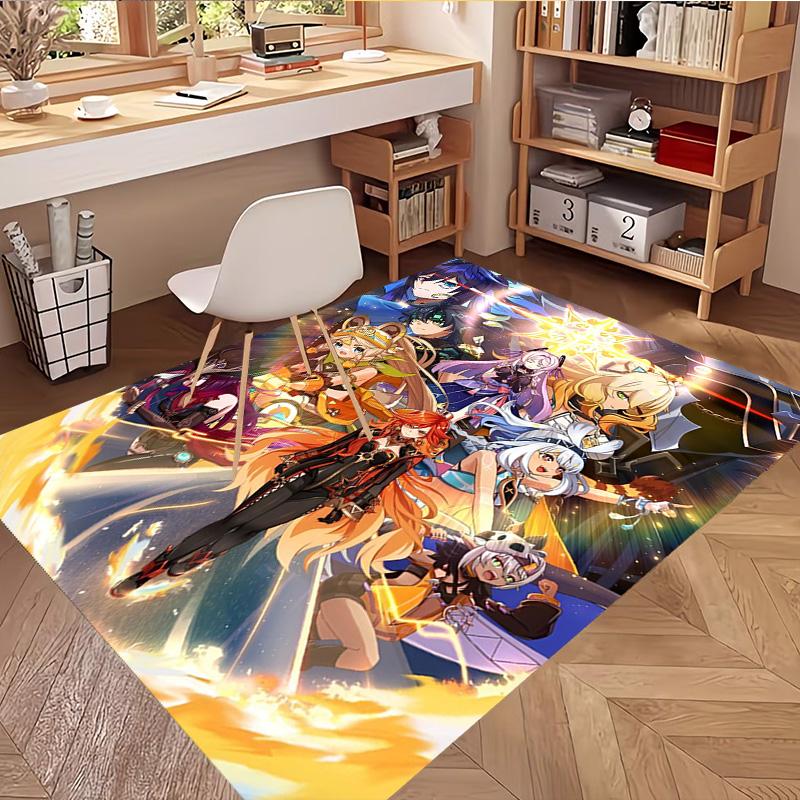 Genshin Impact Print Rug, Washable Floor Carpet, For Entryway Dorm Laundry Room Office Study, Home Decor Birthday Christmas Gift