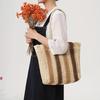 Sommer gestreifte Stroh gewebte Tasche Damen große Kapazität täglicher Shopper Handtaschen Hohl geschnitzte Umhängetasche Bali Urlaubs Strand Tragetaschen Tasche