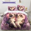 Pink Border Collie Pattern Bedding Home Decoration Birthday Gift (1 * duvet cover + 2 * pillowcase, without core)