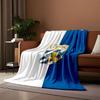 Blue and White Lion Emblem print blanket soft and cozy perfect for the living room bed sofa or a nap,gift