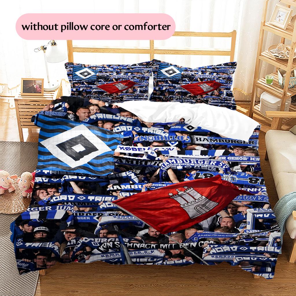 Hamburg Football Team Pattern Bedding Home Decoration Birthday Gift (1 * duvet cover + 2 * pillowcase, without core)