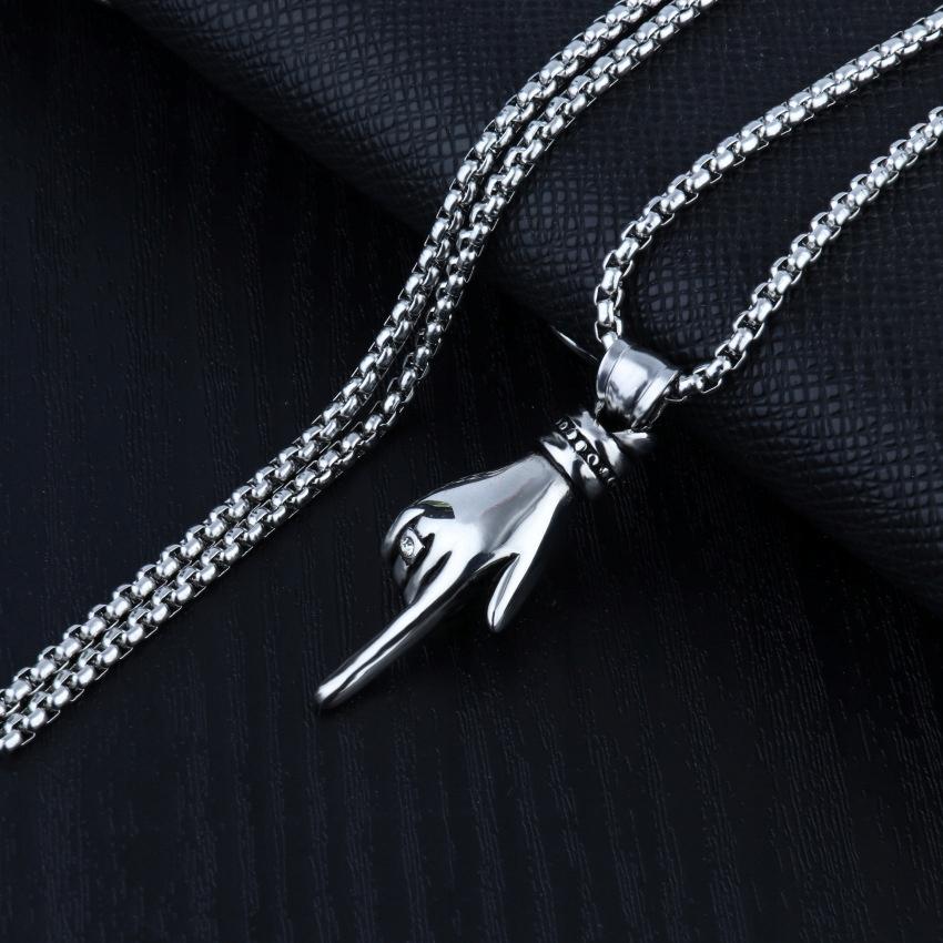 Halskette Silber Stahl Kette Hand Finger 374