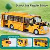 1:24 Ambulance School Bus Model Toy Cars Alloy Diecast Sound Light Doors Opened Pull Back Simulation Vehicle for Kids Edutainmnt